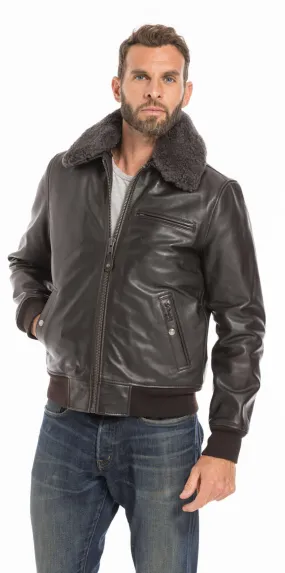 blouson cuir homme marron schott